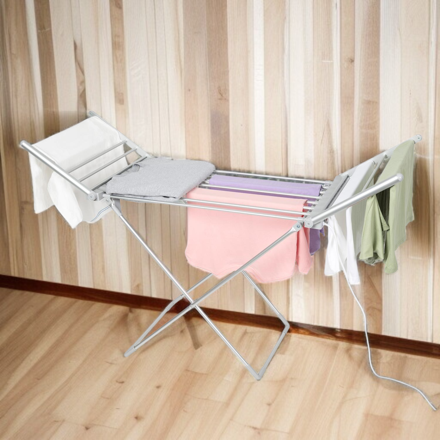 Space Aluminum Floor Folding Electric Heating Thermostatic Clothes Drying Rack Drying Clothes Racks