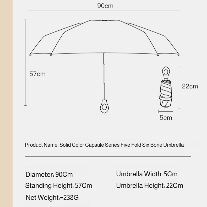 Portable Umbrella Sunscreen Vinyl Folding Mini Capsule Ultra Light Handle Finger Ring Umbrella
