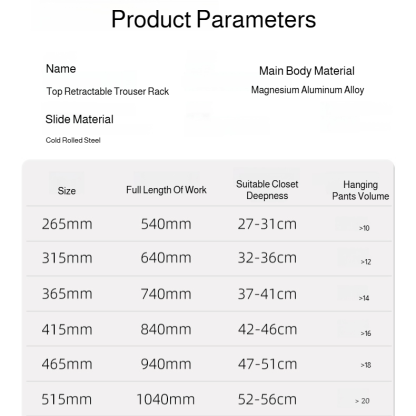 Home Closet Top Mount Retractable Multifunctional Organizer