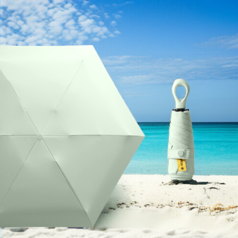 Portable Umbrella Sunscreen Vinyl Folding Mini Capsule Ultra Light Handle Finger Ring Umbrella