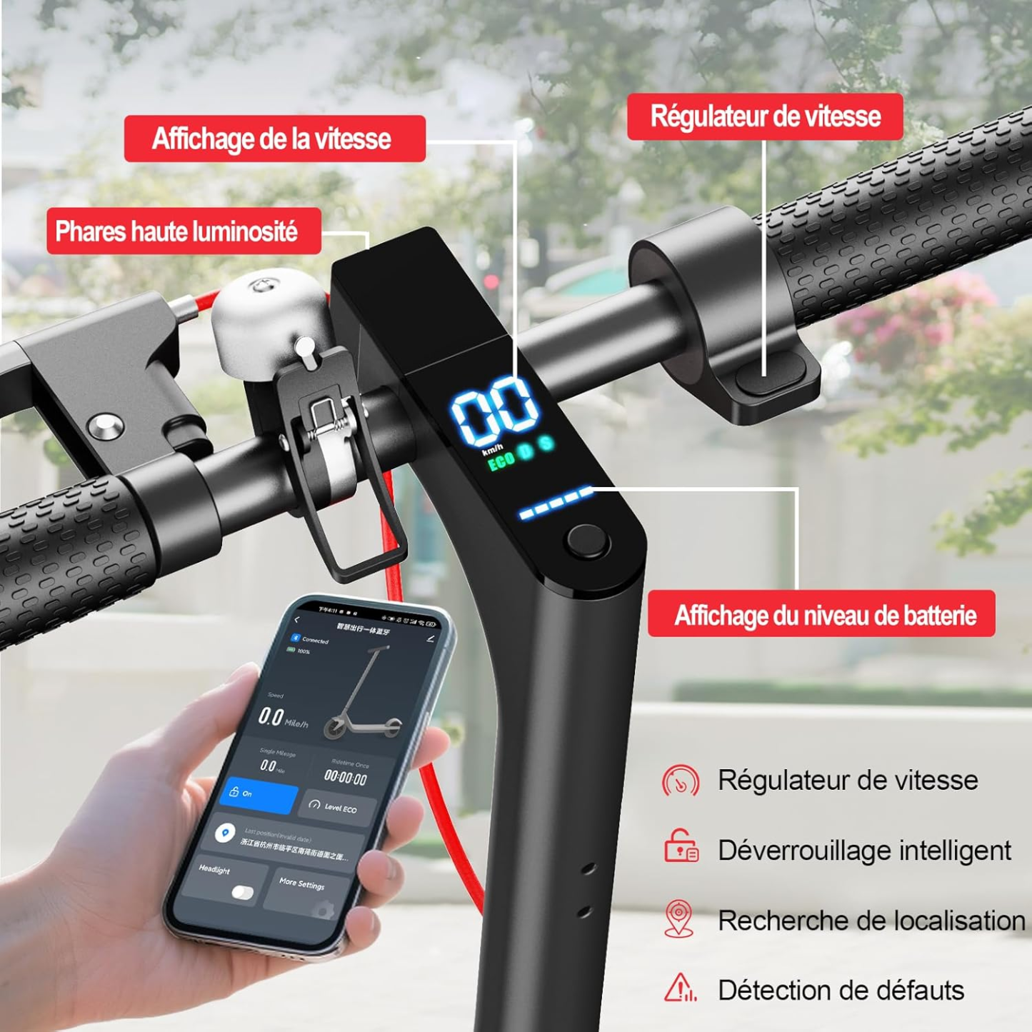 TODIMART T3 Trottinette Electrique Adulte antivol Ultra Legere, Moteur 350W/25KM/H Autonomie 35KM Batterie 36V 7.8Ah,Trotinette électrique Adulte Pliable pneus nid d'abeille increvables, Charge 120kg