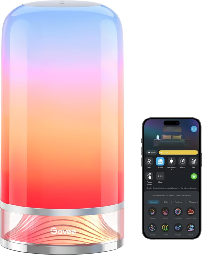 Govee Lampe de Chevet LED, Lampe de Table Tactile Dimmable RGBICWW avec 64 Modes Scène, Compatible avec Alexa,Fonctionne avec Matter, 2700-6500k, 500 Lumens, pour Salon et Chambre (Filaire) [Classe énergétique G]
