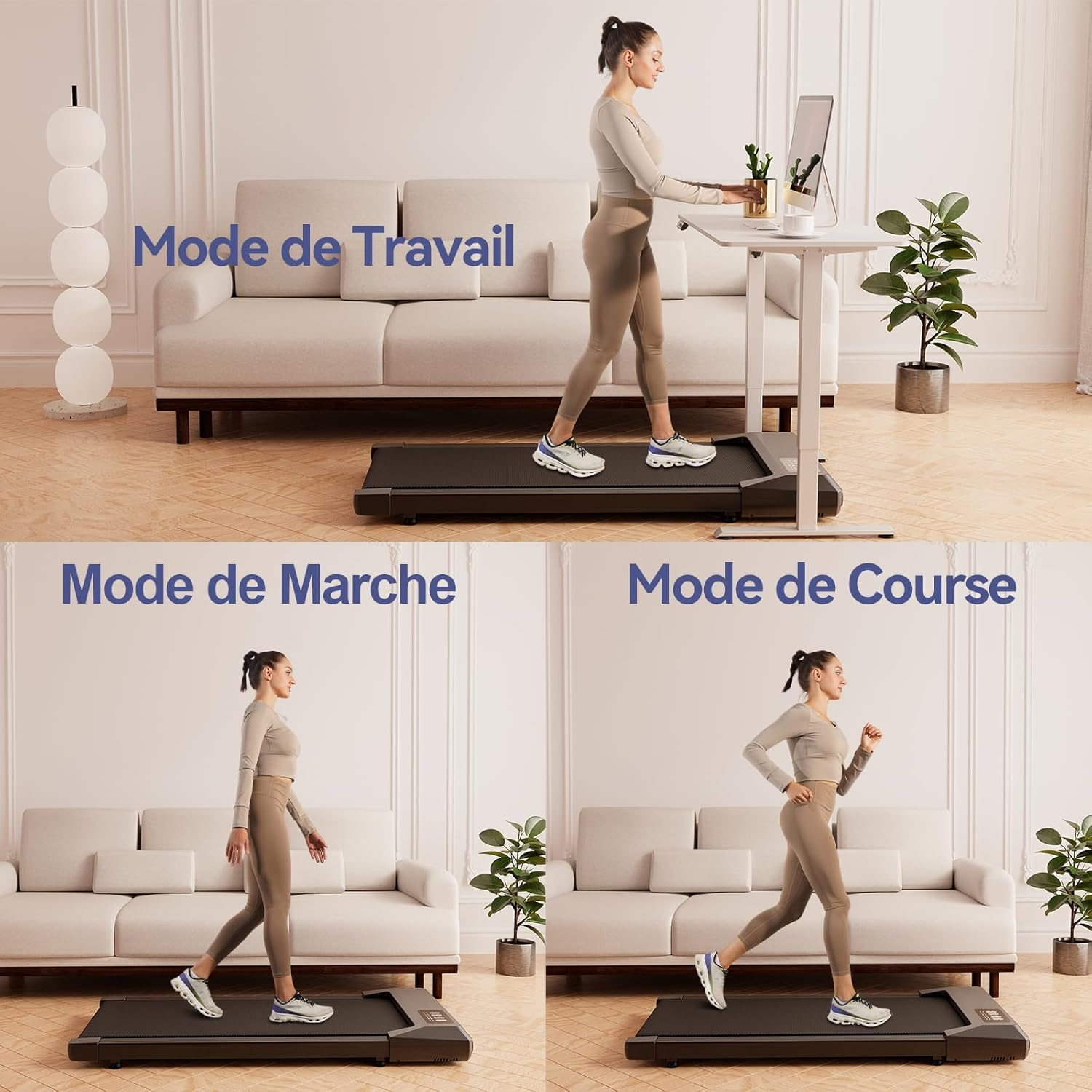 Copant Tapis de Marche, Tapis de Course avec LCD Écarn, 2.5 HP Walking Pad avec APP &Télécommande，Charge Max 113 kg, avec Parcours d'Entraînement et Courses, 1-4km/h pour Domicile ou Bureau