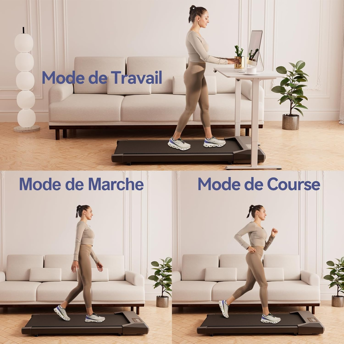 Copant Tapis de Marche, Tapis de Course avec LCD Écarn, 2.5 HP Walking Pad avec APP &Télécommande，Charge Max 113 kg, avec Parcours d'Entraînement et Courses, 1-4km/h pour Domicile ou Bureau