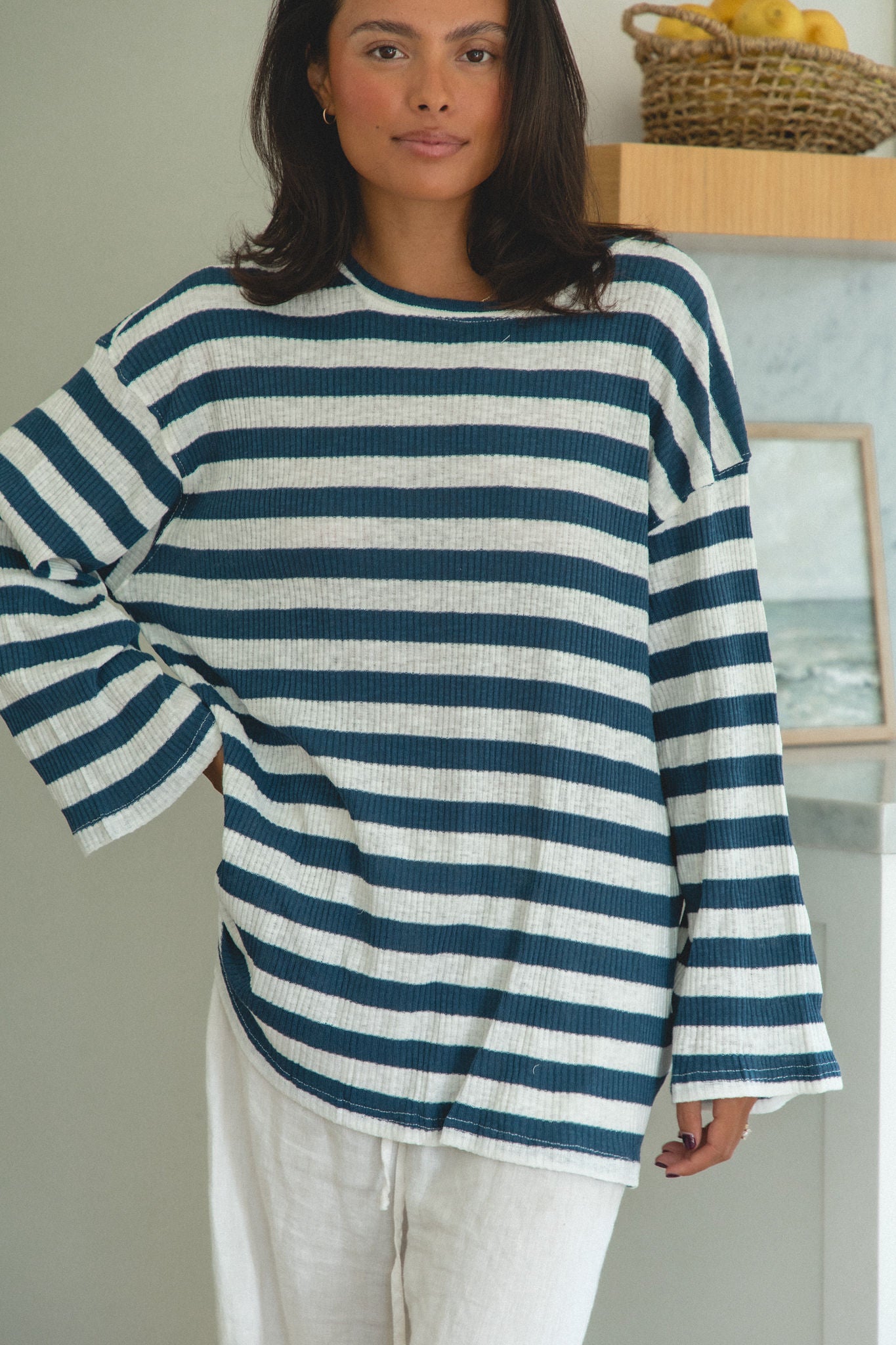Tidal Wave Knit Cotton Ribbed Top