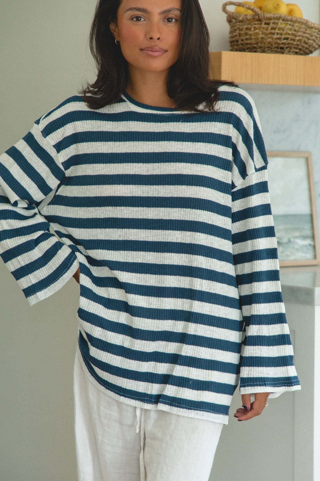 Tidal Wave Knit Cotton Ribbed Top