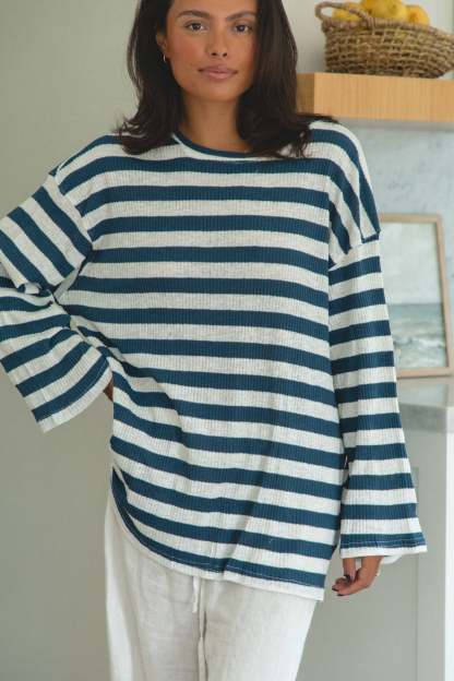 Tidal Wave Knit Cotton Ribbed Top