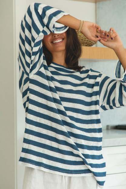 Tidal Wave Knit Cotton Ribbed Top