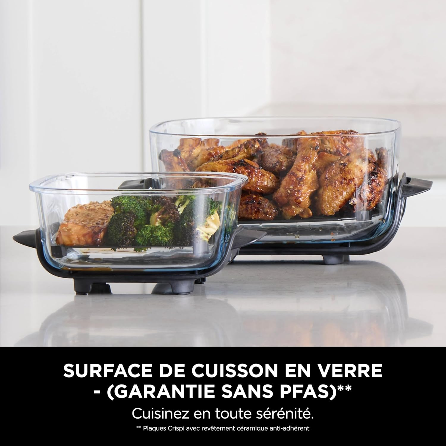 Ninja CRISPi Friteuse sans huile portable, 3,8L, 4-en-1 : Frire sans huile, Rôtir, Garder au chaud, Recroustiller, Design compact, 2 récipients avec couvercles, 1 700 W, Stone/or FN101EUSTGD