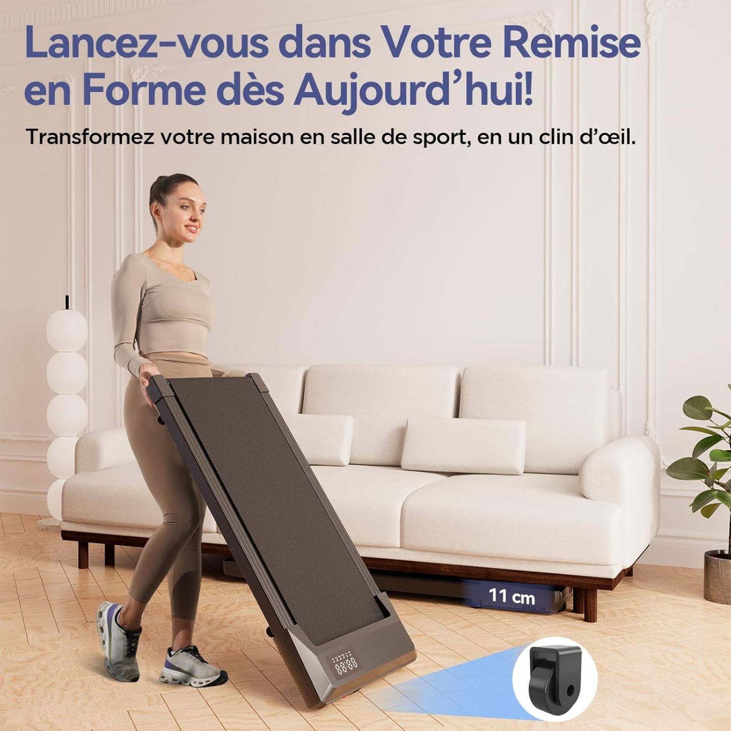 Copant Tapis de Marche, Tapis de Course avec LCD Écarn, 2.5 HP Walking Pad avec APP &Télécommande，Charge Max 113 kg, avec Parcours d'Entraînement et Courses, 1-4km/h pour Domicile ou Bureau
