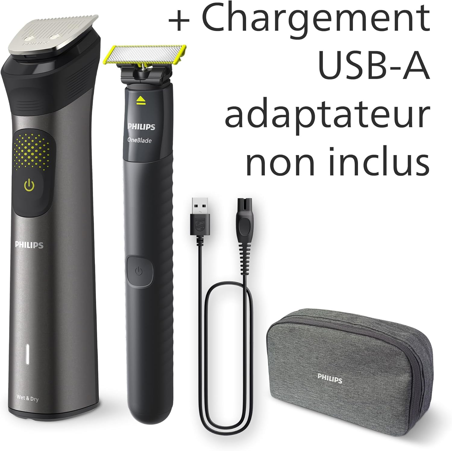 Philips Series 9000 - Tondeuse 14-en-1, OneBlade, coupe précise, contours nets, rasage pratique, trousse de toilette Premium, lame OneBlade supplémentaire (modèle MG9550/15)