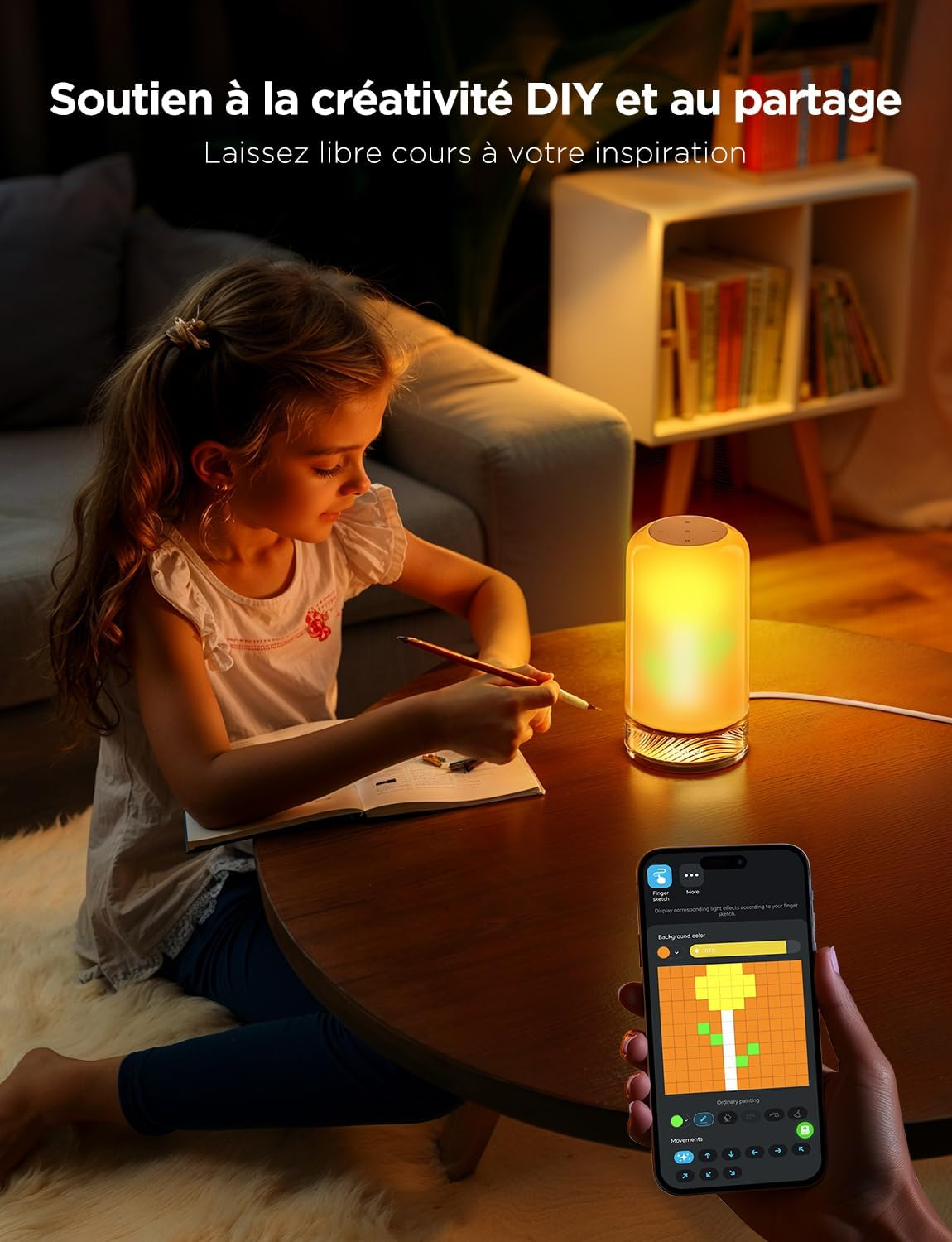 Govee Lampe de Chevet LED, Lampe de Table Tactile Dimmable RGBICWW avec 64 Modes Scène, Compatible avec Alexa,Fonctionne avec Matter, 2700-6500k, 500 Lumens, pour Salon et Chambre (Filaire) [Classe énergétique G]
