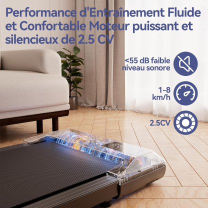 Copant Tapis de Marche, Tapis de Course avec LCD Écarn, 2.5 HP Walking Pad avec APP &Télécommande，Charge Max 113 kg, avec Parcours d'Entraînement et Courses, 1-4km/h pour Domicile ou Bureau