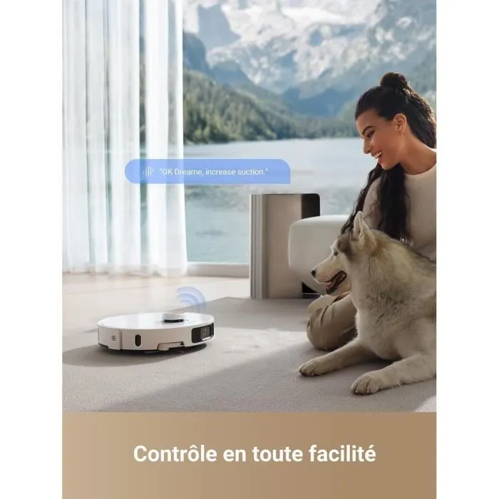 DREAME L40 Ultra Robot Aspirateur Laveur avec Serpillière Amovible et relevable - Brosse latérale Extensible et relevable -11 000 Pa
