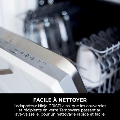 Ninja CRISPi Friteuse sans huile portable, 3,8L, 4-en-1 : Frire sans huile, Rôtir, Garder au chaud, Recroustiller, Design compact, 2 récipients avec couvercles, 1 700 W, Stone/or FN101EUSTGD