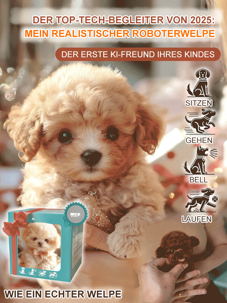 Der ultra-realistische, intelligente Hund kann wie ein echter sitzen, laufen, bellen und wedeln!