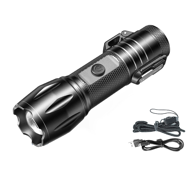 【Variable Zoom】Lächelnder Hai Hochdruck Doppelbogen Blitz Selbstverteidigung Taschenlampe