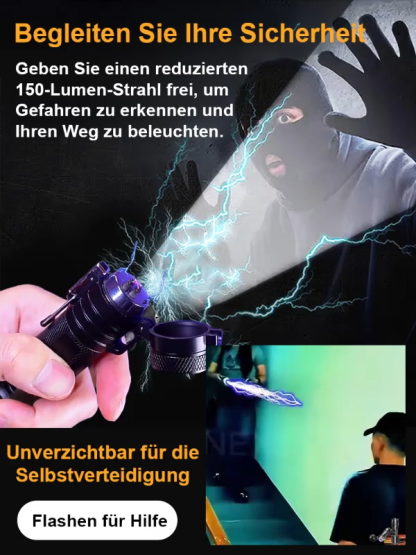 【Variable Zoom】Lächelnder Hai Hochdruck Doppelbogen Blitz Selbstverteidigung Taschenlampe