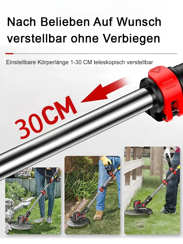 【30 Jahre verwendbar】Tragbarer Gartenrasenmäher mit Lithiumbatterie