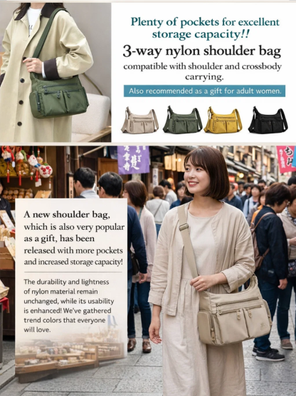 ✅Kyoto craftsmanship‼ Pollen-resistant and waterproof nylon backpack, 3 carrying methods, 10 large-capacity pockets, lightweight and durable at 0.32kg, available in 4 colors, unisex