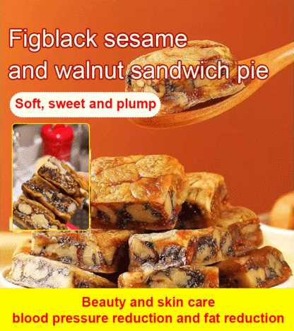 Fig, black sesame, and walnut sandwich pie: soft, glutinous, and sweet. Naturally alkaline food, 0 additives, 0 sucrose, nutritious and healthy.