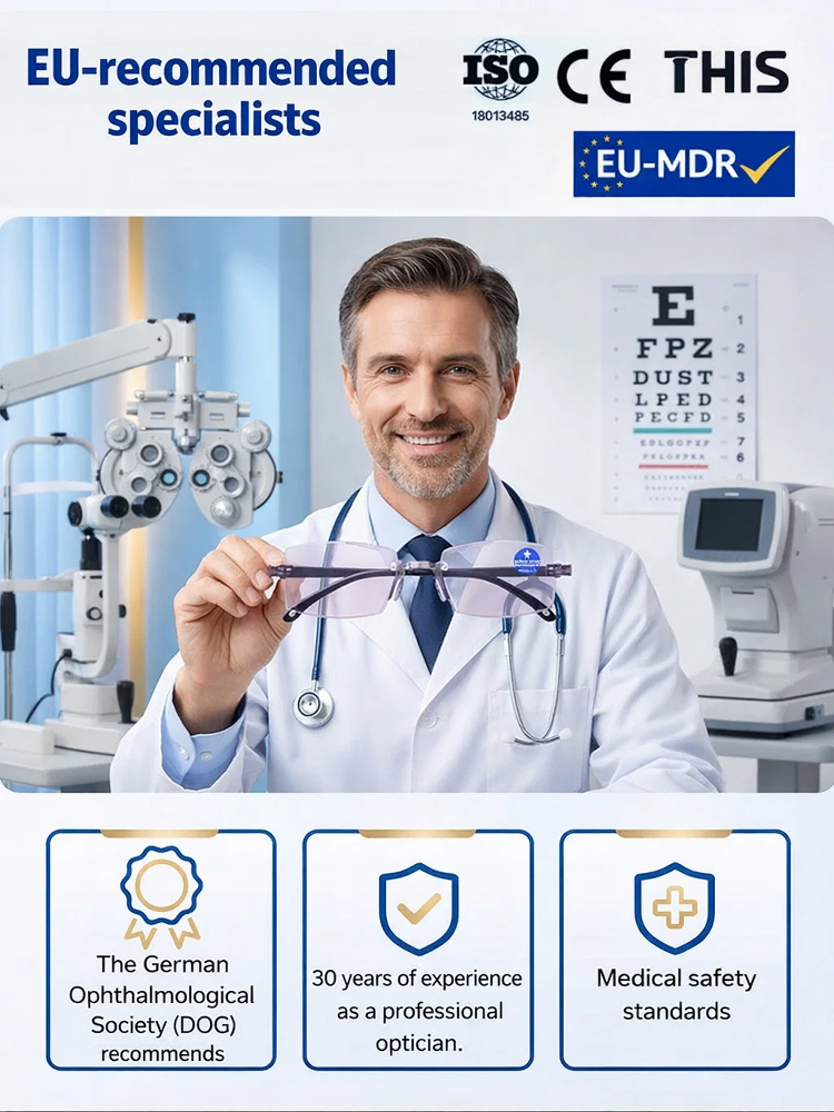 【👨‍⚕️🥇No eye exam required👓100° to 700° autofocus】⚡One pair of glasses can correct multiple vision problems such as presbyopia, myopia, and astigmatism. Ultra-lightweight 7-gram frame, comfortable to wear, no pressure on the bridge of the nose.