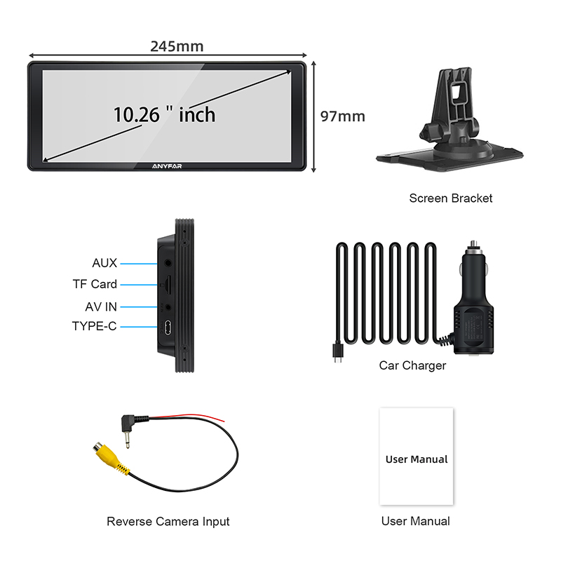 10.26 Inch CarPlay Android Auto Screen with 4 Ways of Sounding