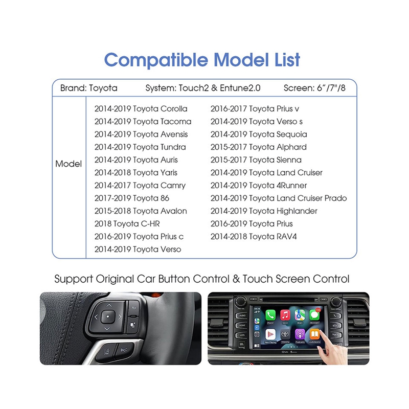 CarPlay Decoder for Toyota with Touch 2.0 & Entune 2.0