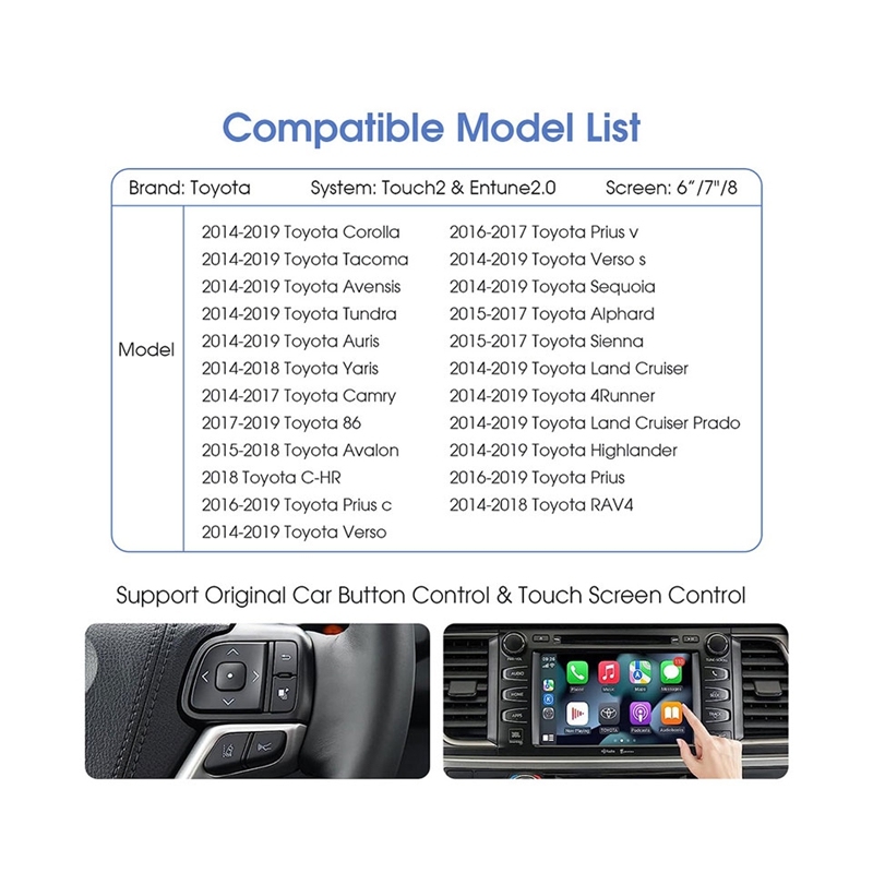 CarPlay Decoder for Toyota with Touch 2.0 & Entune 2.0