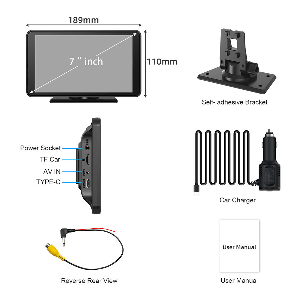 7 Inch Portable CarPlay Screen Suitable for Any Car