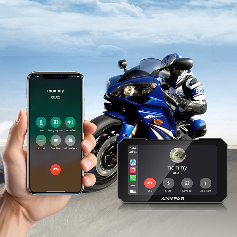 5 Inch Motorcycle Wireless CarPlay Android Auto Screen