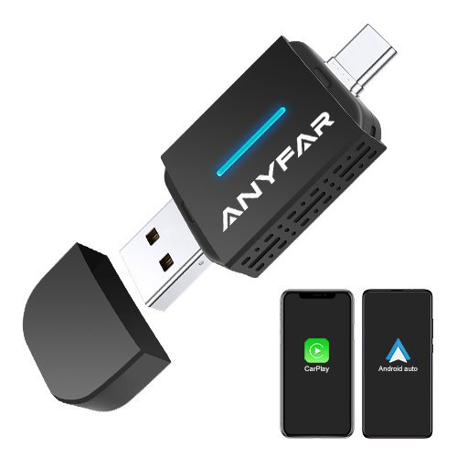 Dual-Port Wireless CarPlay & Android Auto Adapter