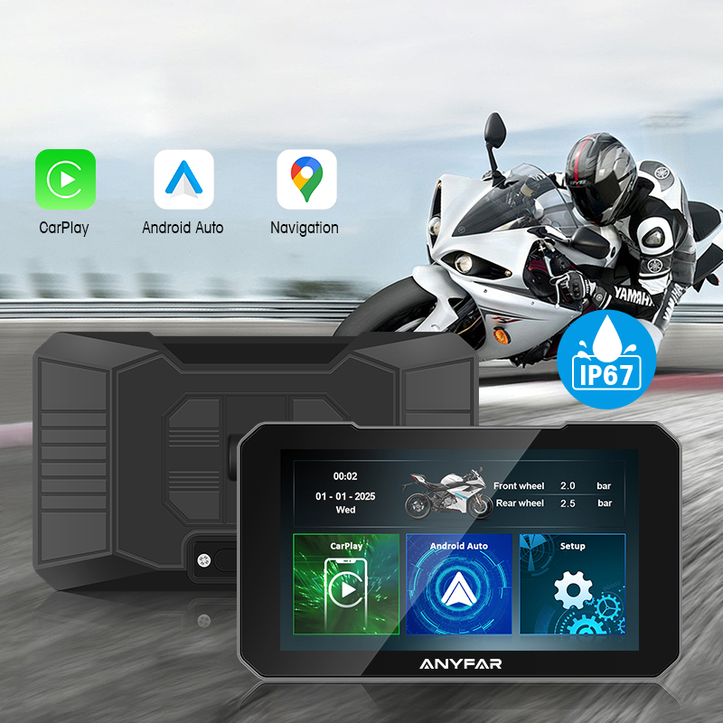 5 Inch Motorcycle Wireless CarPlay Android Auto Screen