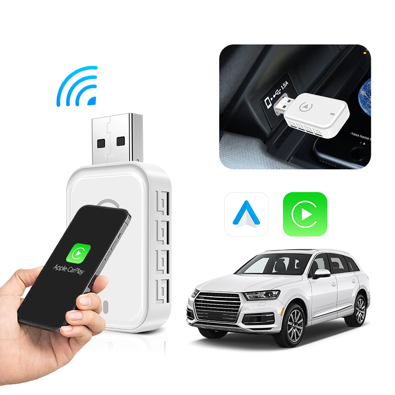 White Automatic Connection Wireless CarPlay & Android Auto Adapter