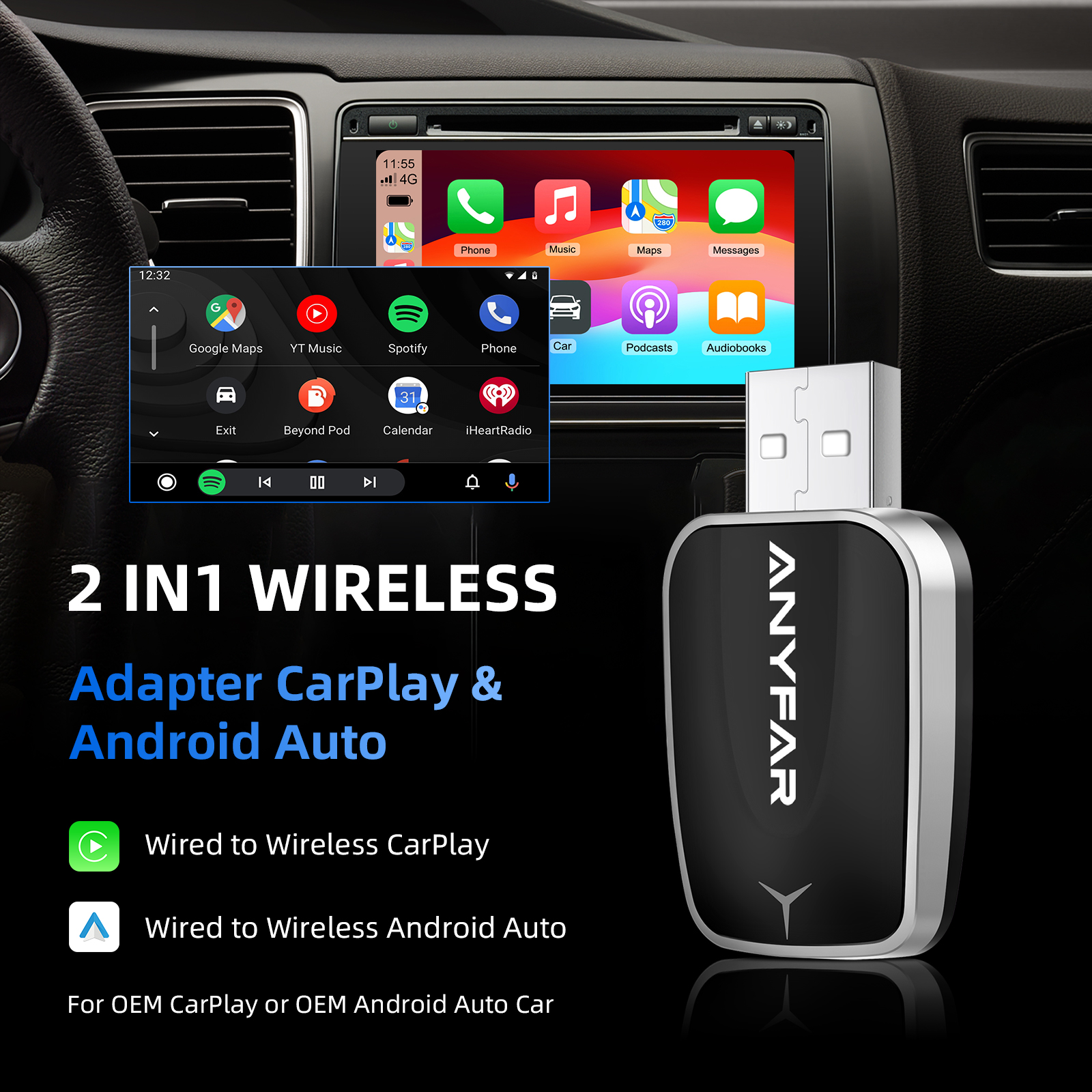 Online Upgrade Wireless CarPlay & Android Auto Adapter