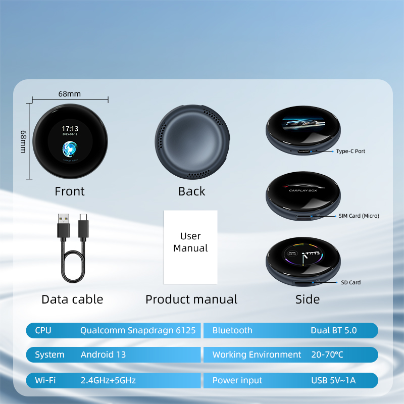 Qualcomm 6125 CPU Wireless CarPlay AI Box