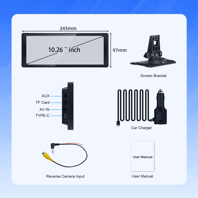 10.26 Inch CarPlay Android Auto Screen with 4 Ways of Sounding