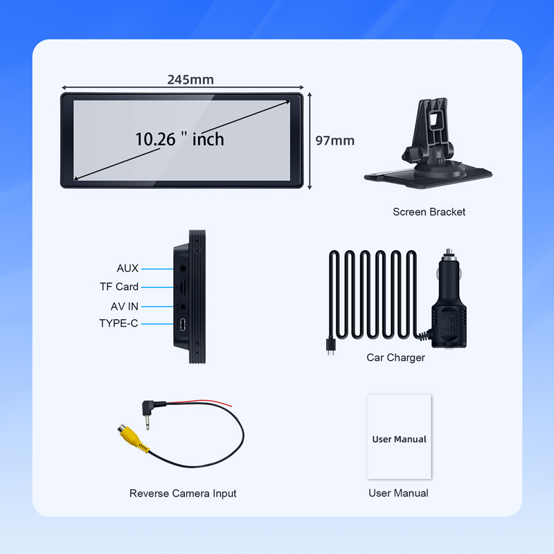 10.26 Inch CarPlay Android Auto Screen with 4 Ways of Sounding
