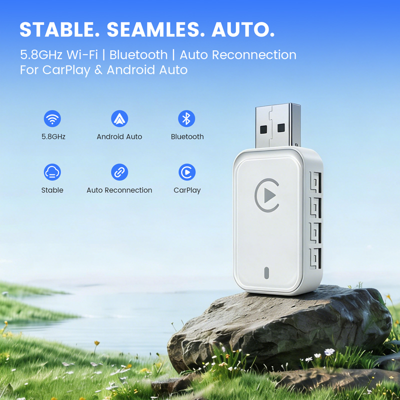 White Automatic Connection Wireless CarPlay & Android Auto Adapter