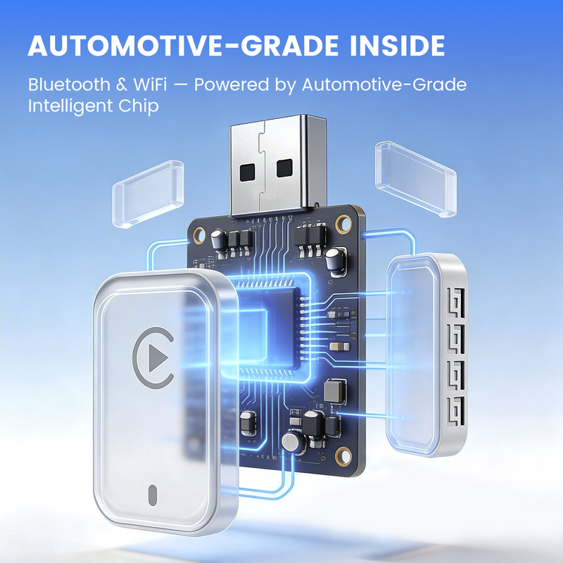 White Automatic Connection Wireless CarPlay & Android Auto Adapter