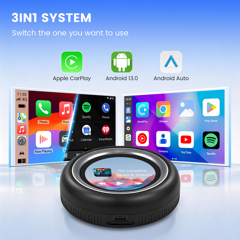 3-in-1 CarPlay AI Box Pro with Mini Screen