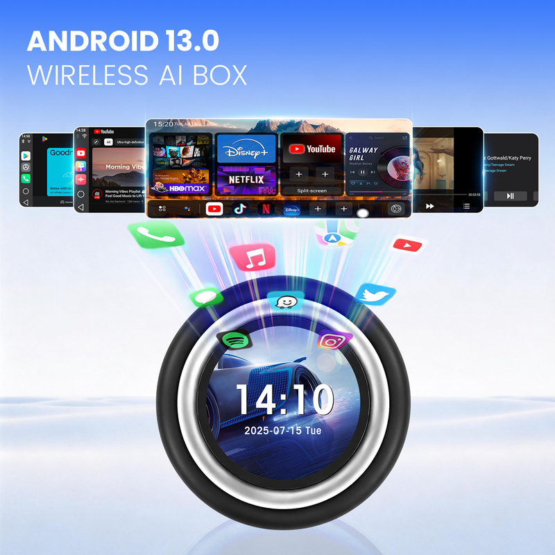 3-in-1 CarPlay AI Box Pro with Mini Screen