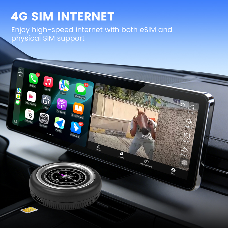 3-in-1 CarPlay AI Box Pro with Mini Screen