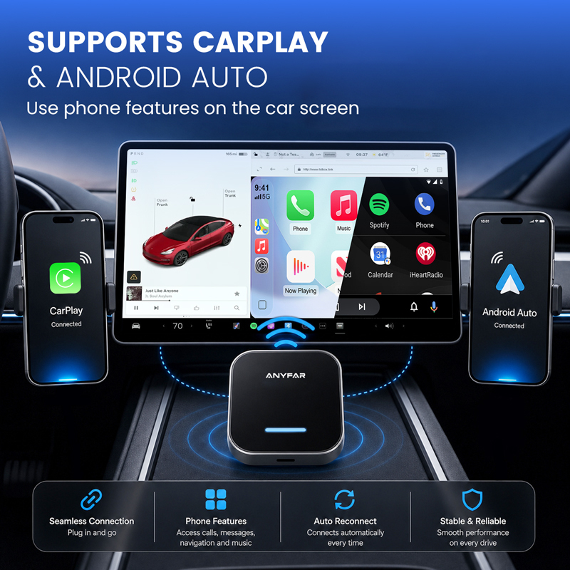 Tesla AI Box – Android 16, Wireless CarPlay & Android Auto