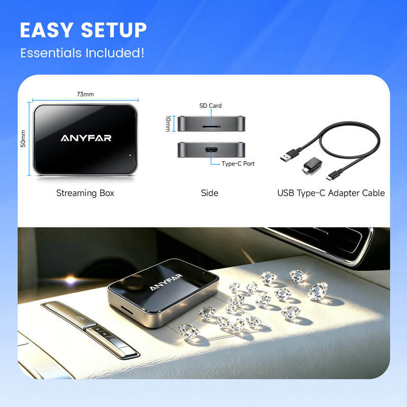 Slim Dual-Glass CarPlay Box with Android 13 | Stream & Navigate