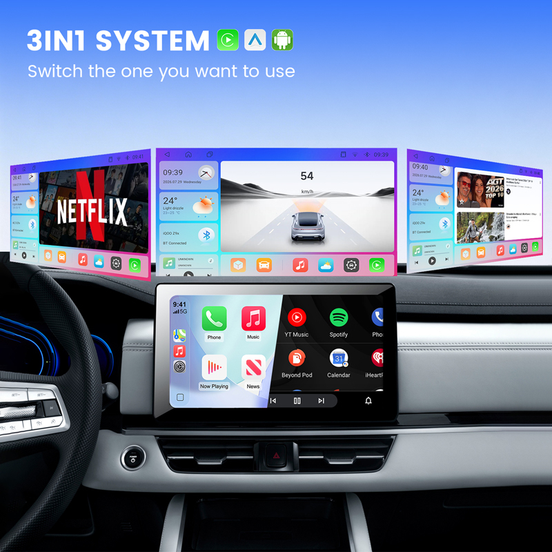 Slim Dual-Glass CarPlay Box with Android 13 | Stream & Navigate
