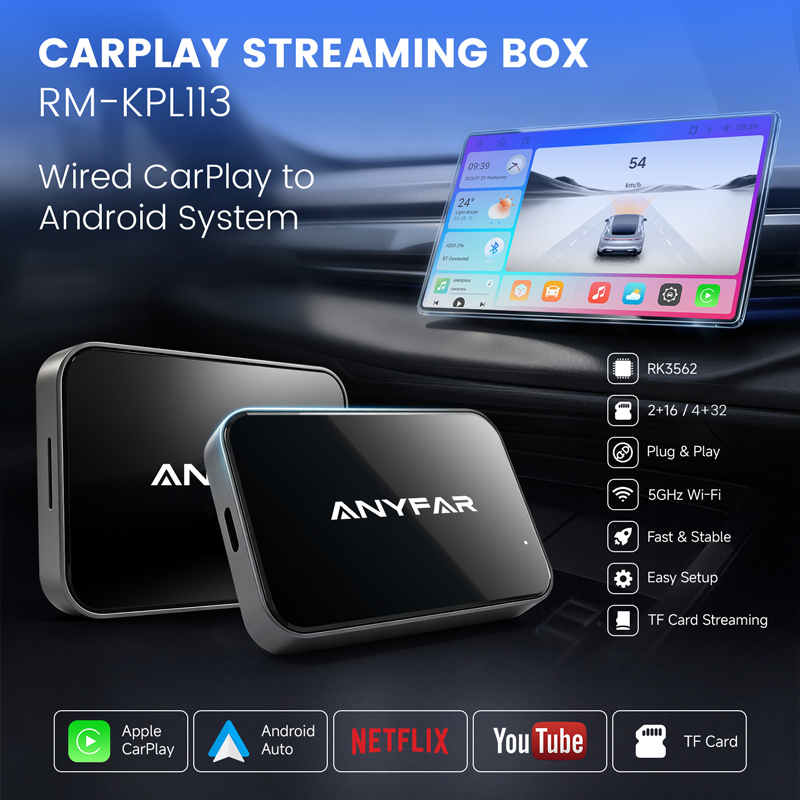 Slim Dual-Glass CarPlay Box with Android 13 | Stream & Navigate