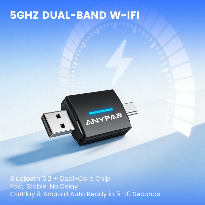 Dual-Port Wireless CarPlay & Android Auto Adapter