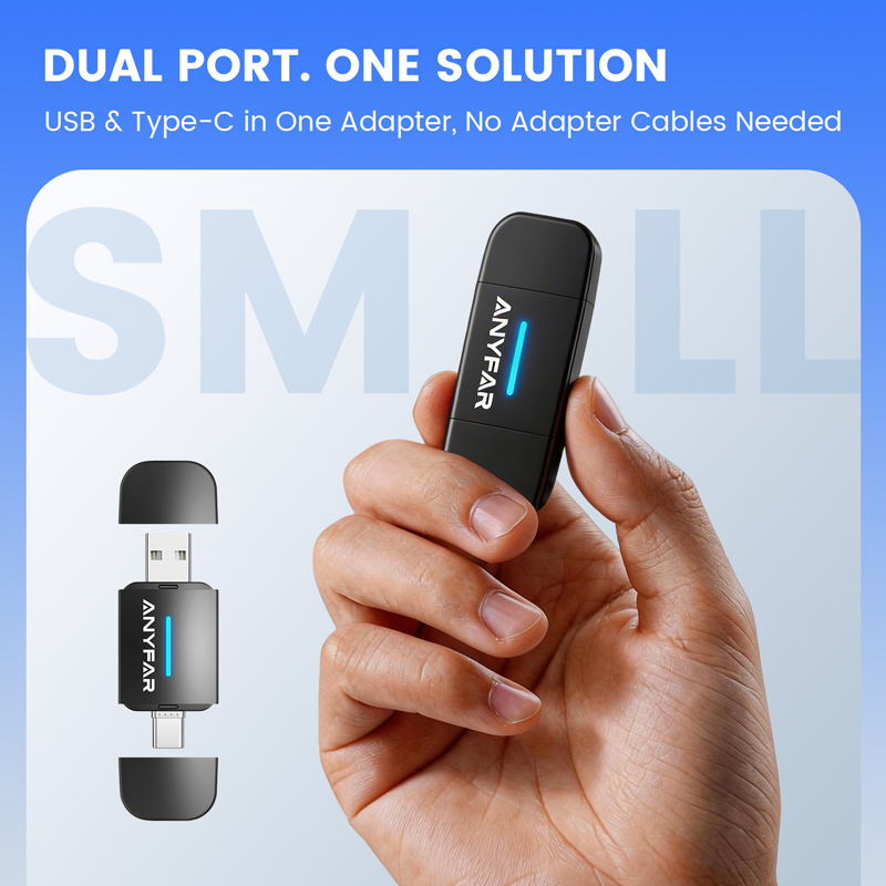 Dual-Port Wireless CarPlay & Android Auto Adapter