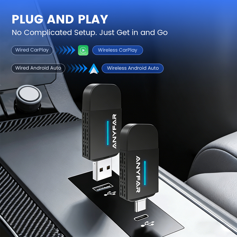 Dual-Port Wireless CarPlay & Android Auto Adapter